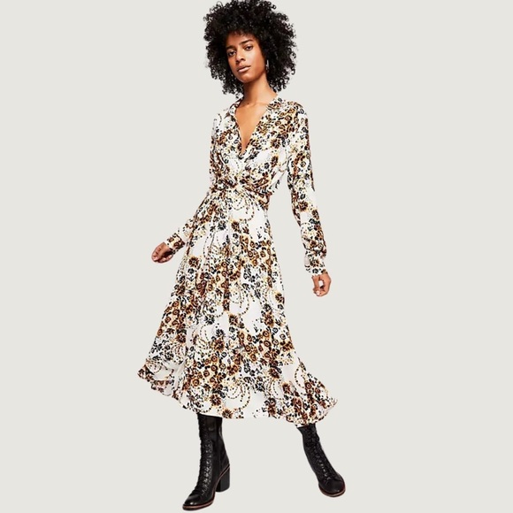 Free People Dresses & Skirts - Free People Floral Midi Shirt Dress
